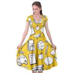 Pattern With Basketball Apple Paint Back School Illustration Cap Sleeve Wrap Front Dress by Nexatart