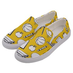 Pattern With Basketball Apple Paint Back School Illustration Men s Canvas Slip Ons by Nexatart