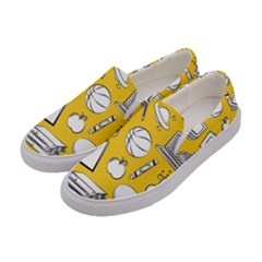 Pattern With Basketball Apple Paint Back School Illustration Women s Canvas Slip Ons by Nexatart