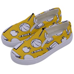 Pattern With Basketball Apple Paint Back School Illustration Kids  Canvas Slip Ons by Nexatart