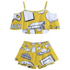 Pattern With Basketball Apple Paint Back School Illustration Kids  Off Shoulder Skirt Bikini by Nexatart