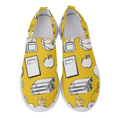 Pattern With Basketball Apple Paint Back School Illustration Women s Slip On Sneakers by Nexatart