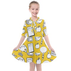 Pattern With Basketball Apple Paint Back School Illustration Kids  All Frills Chiffon Dress by Nexatart