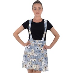 Cute Dog Seamless Pattern Background Velvet Suspender Skater Skirt