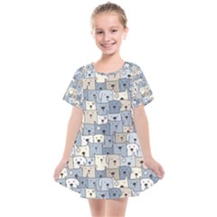 Cute Dog Seamless Pattern Background Kids  Smock Dress by Nexatart