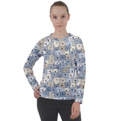 Cute Dog Seamless Pattern Background Women s Long Sleeve Raglan Tee