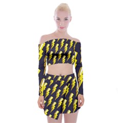 Pop Art Pattern Off Shoulder Top With Mini Skirt Set