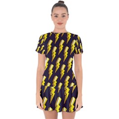 Pop Art Pattern Drop Hem Mini Chiffon Dress