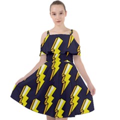 Pop Art Pattern Cut Out Shoulders Chiffon Dress