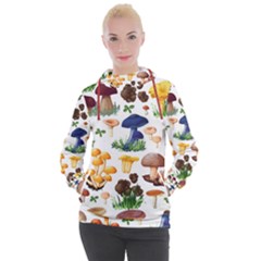 Mushroom Seamless Pattern Women s Hooded Pullover