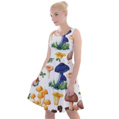 Mushroom Seamless Pattern Knee Length Skater Dress