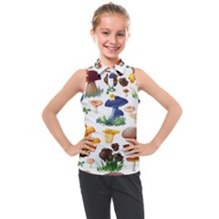 Mushroom Seamless Pattern Kids  Sleeveless Polo Tee