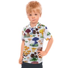 Mushroom Seamless Pattern Kids  Polo Tee