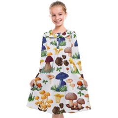 Mushroom Seamless Pattern Kids  Midi Sailor Dress