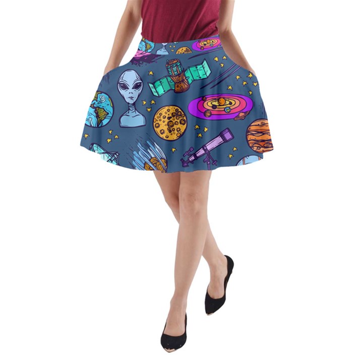 Space Sketch Set Colored A-Line Pocket Skirt