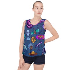 Space Sketch Set Colored Bubble Hem Chiffon Tank Top by Nexatart