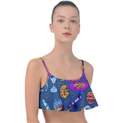 Space Sketch Set Colored Frill Bikini Top