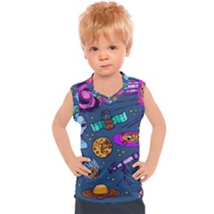 Space Sketch Set Colored Kids  Sport Tank Top