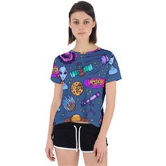 Space Sketch Set Colored Open Back Sport Tee by Nexatart