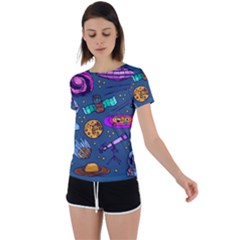 Space Sketch Set Colored Back Circle Cutout Sports Tee