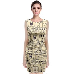 Seamless Pattern With Cute Monster Doodle Classic Sleeveless Midi Dress by Nexatart