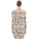 Seamless Pattern With Cute Monster Doodle Long Sleeve Off Shoulder Dress View2