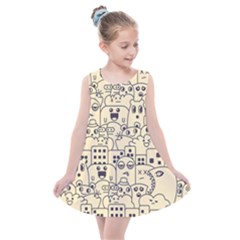 Seamless Pattern With Cute Monster Doodle Kids  Summer Dress by Nexatart