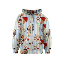 Pattern Dog Kids  Zipper Hoodie