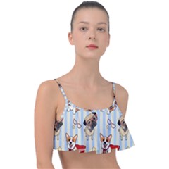 Pattern Dog Frill Bikini Top