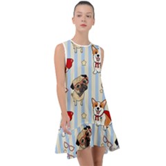 Pattern Dog Frill Swing Dress