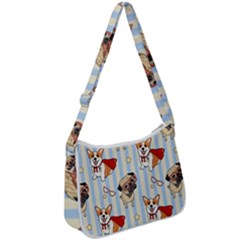 Pattern Dog Zip Up Shoulder Bag