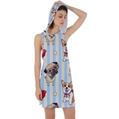 Pattern Dog Racer Back Hoodie Dress