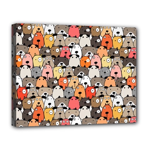 Cute Dog Seamless Pattern Background Canvas 14  X 11  (stretched) by Nexatart