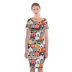 Cute Dog Seamless Pattern Background Classic Short Sleeve Midi Dress