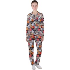 Cute Dog Seamless Pattern Background Casual Jacket And Pants Set