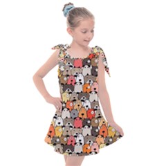 Cute Dog Seamless Pattern Background Kids  Tie Up Tunic Dress by Nexatart