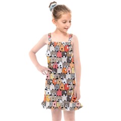 Cute Dog Seamless Pattern Background Kids  Overall Dress by Nexatart