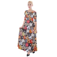 Cute Dog Seamless Pattern Background Half Sleeves Maxi Dress by Nexatart