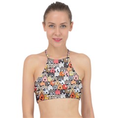 Cute Dog Seamless Pattern Background Racer Front Bikini Top by Nexatart