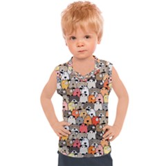 Cute Dog Seamless Pattern Background Kids  Sport Tank Top