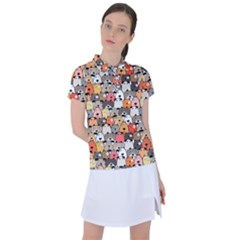 Cute Dog Seamless Pattern Background Women s Polo Tee