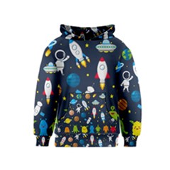 Big Set Cute Astronauts Space Planets Stars Aliens Rockets Ufo Constellations Satellite Moon Rover V Kids  Pullover Hoodie by Nexatart