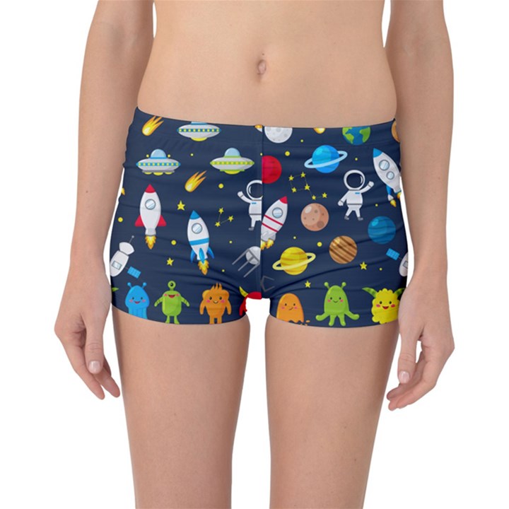 Big Set Cute Astronauts Space Planets Stars Aliens Rockets Ufo Constellations Satellite Moon Rover V Reversible Boyleg Bikini Bottoms