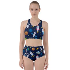 Big Set Cute Astronauts Space Planets Stars Aliens Rockets Ufo Constellations Satellite Moon Rover V Racer Back Bikini Set by Nexatart