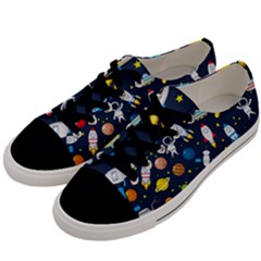 Big Set Cute Astronauts Space Planets Stars Aliens Rockets Ufo Constellations Satellite Moon Rover V Men s Low Top Canvas Sneakers by Nexatart