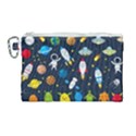 Big Set Cute Astronauts Space Planets Stars Aliens Rockets Ufo Constellations Satellite Moon Rover V Canvas Cosmetic Bag (Large) View1