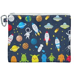 Big Set Cute Astronauts Space Planets Stars Aliens Rockets Ufo Constellations Satellite Moon Rover V Canvas Cosmetic Bag (xxl) by Nexatart