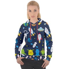 Big Set Cute Astronauts Space Planets Stars Aliens Rockets Ufo Constellations Satellite Moon Rover V Women s Overhead Hoodie by Nexatart