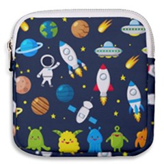 Big Set Cute Astronauts Space Planets Stars Aliens Rockets Ufo Constellations Satellite Moon Rover V Mini Square Pouch by Nexatart