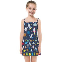 Big Set Cute Astronauts Space Planets Stars Aliens Rockets Ufo Constellations Satellite Moon Rover V Kids  Summer Sun Dress by Nexatart